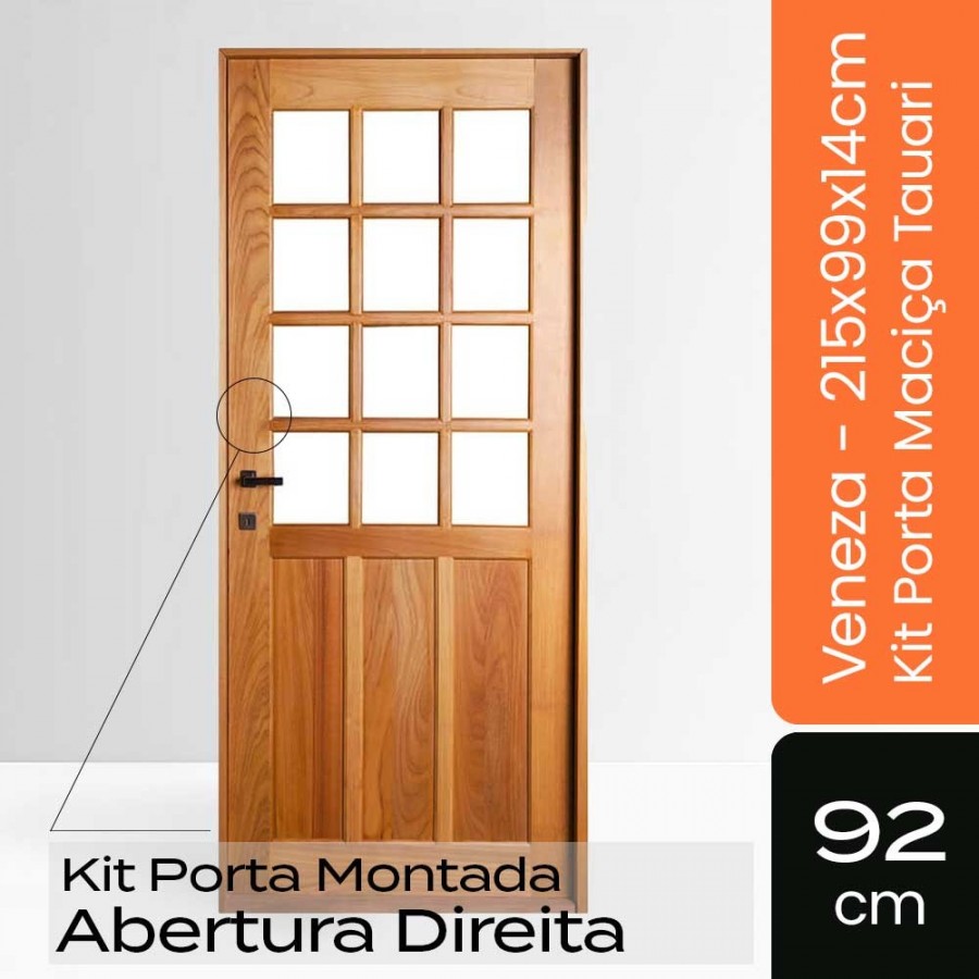 Porta Montada Veneza - 215x99x14cm - Direita Tauari Natural Mapaf
