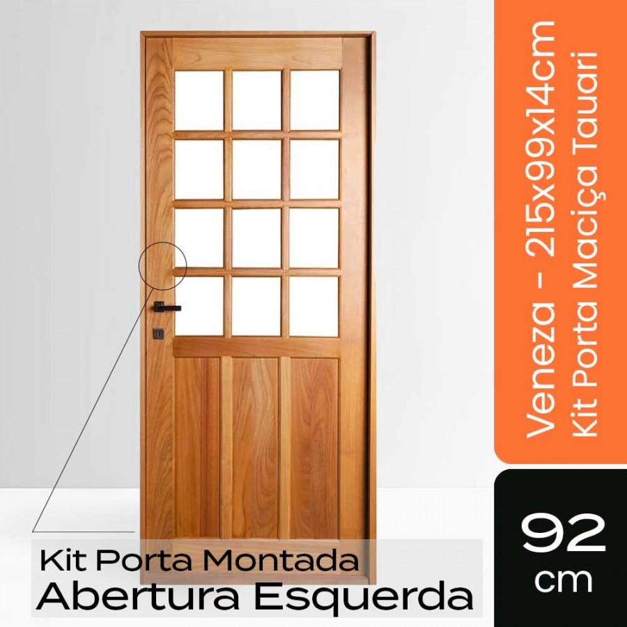 Porta Montada Veneza - 215x99x14cm - Esquerda Tauari Natural Mapaf