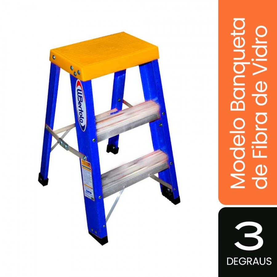 Escada Fibra de Vidro Banqueta - 60cm c/ 3 Degraus WBertolo