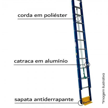 Escada Fibra de Vidro Extensiva - 3,80x6,50m - 12x21 Degraus WBertolo