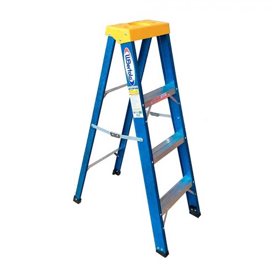 Escada Fibra de Vidro Tesoura - 1,20m c/ 4 Degraus WBertolo