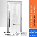 Porta Vidrão Panorâmico 210x90cm - Alumínio - Branco - Direita - Topsul Premium