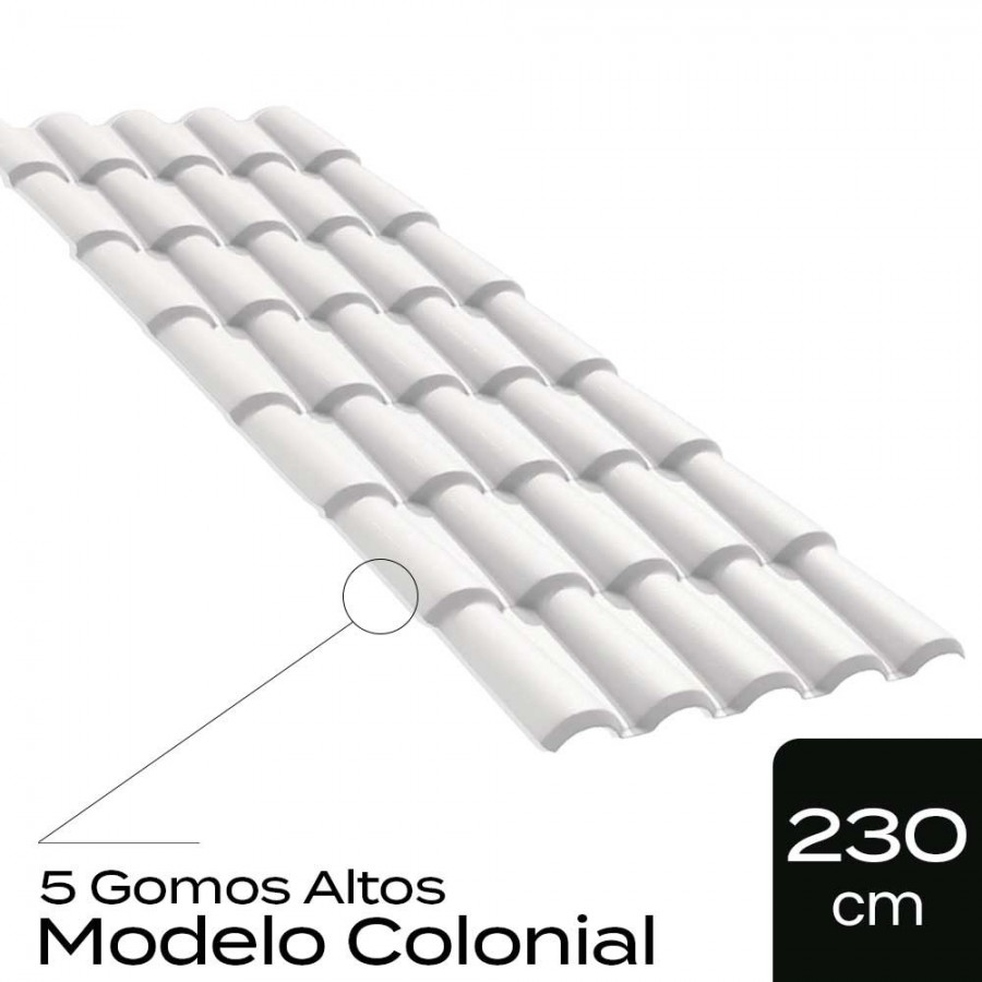 Telha de PVC Tipo Colonial - 230x86cm - Cor Branco Permatti