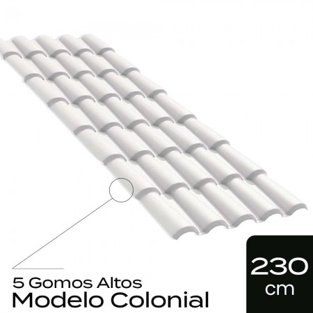 Telha de PVC Tipo Colonial - 230x86cm - Cor Branco Permatti