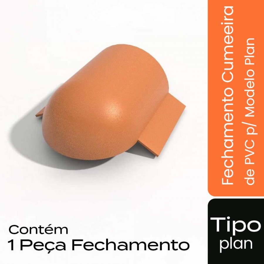 Fechamento Cumeeira p/ Telha Tipo Plan - 23,5x26,5cm - Cerâmica  - Modelo Plan Permatti