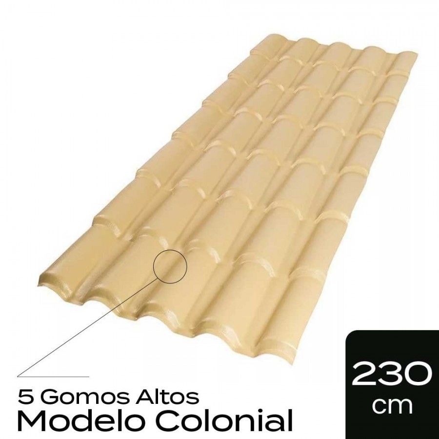 Telha de PVC Tipo Colonial - 230x86cm - Cor Marfim Permatti