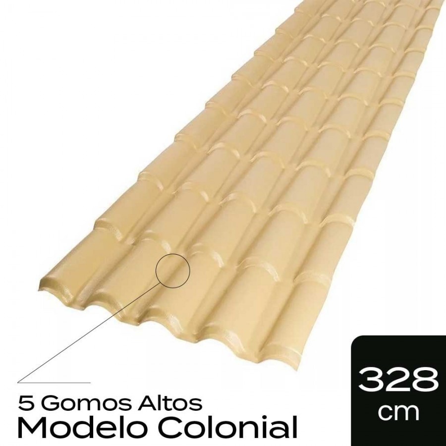 Telha de PVC Tipo Colonial - 328x86cm - Cor Marfim Permatti