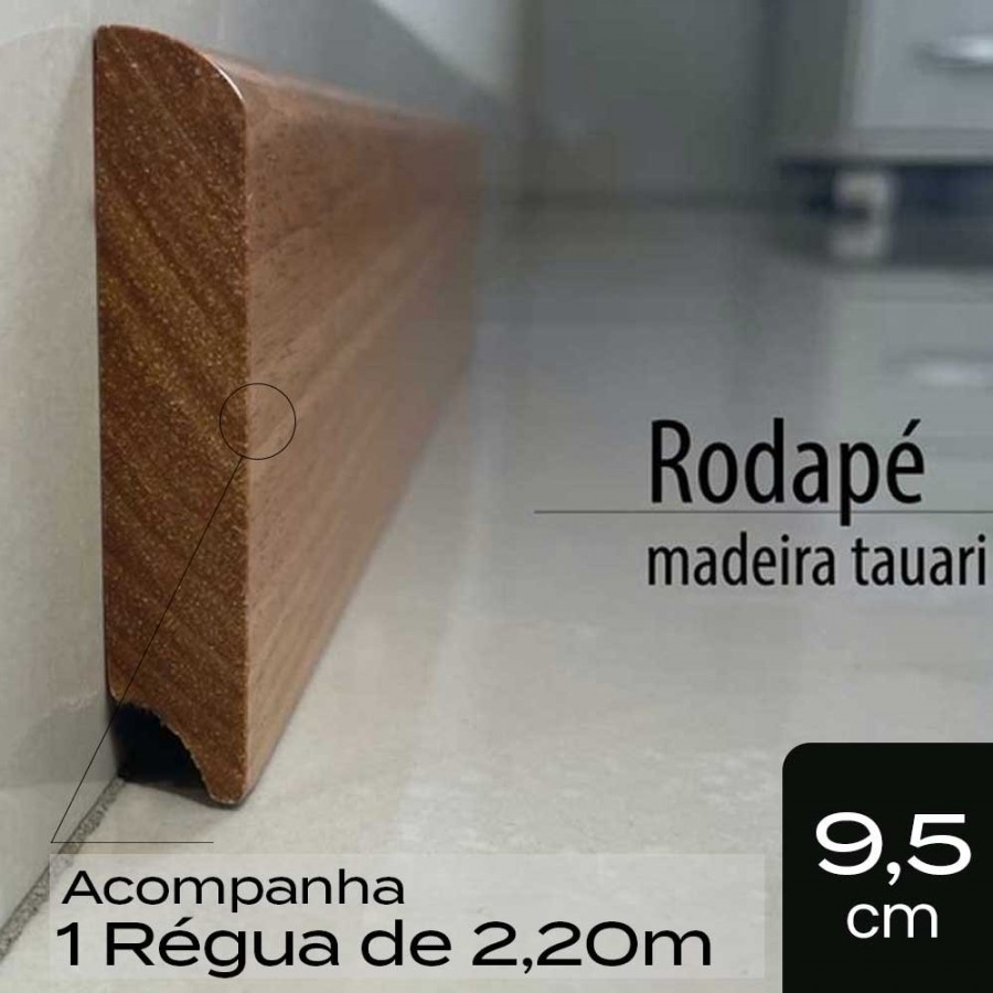 Rodapé Madeira Maciça 9,5cm - 220x9,5x1,3cm - Tauari Natural Mapaf