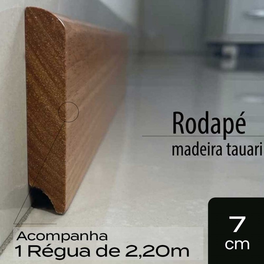 Rodapé Madeira Maciça 7,0cm - 220x7,0x1,3cm - Tauari Natural Mapaf