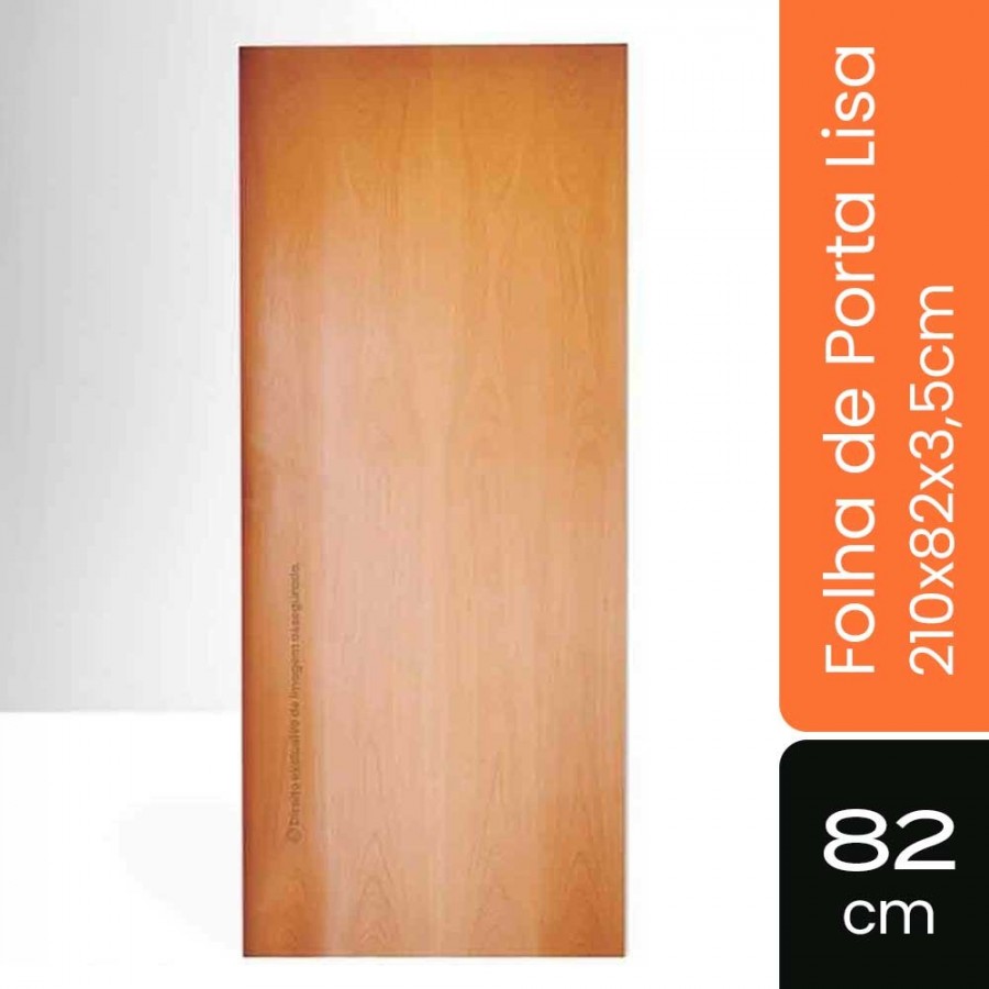 Porta Semi-Sólida Lisa p/ Verniz - 210x82x3,5cm - Tauari Lâmina Natural Mapaf