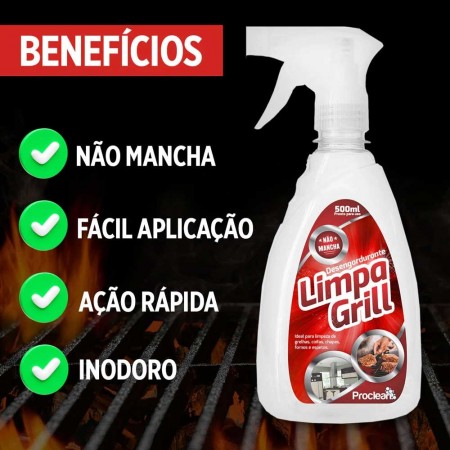 Limpa Grill - 500ml - Limpeza Profunda Garantida ProClean