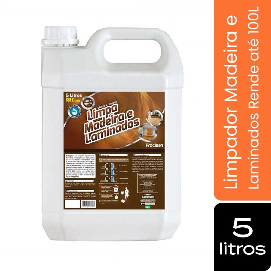 Limpa Madeira e Laminados - 5 Litros - Limpador Concentrado de Alta Performance - ProClean