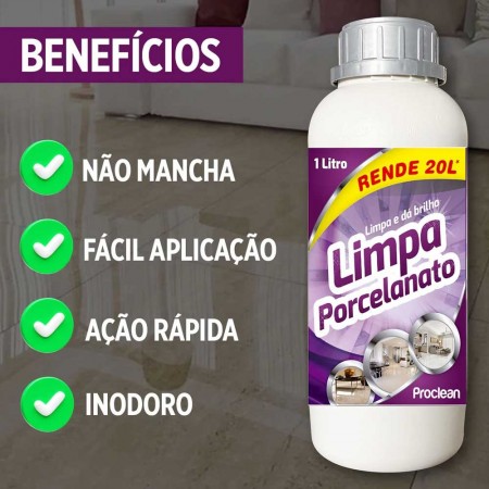 Limpa Porcelanato - 1 Litro - Limpador Concentrado de Alta Performance - ProClean
