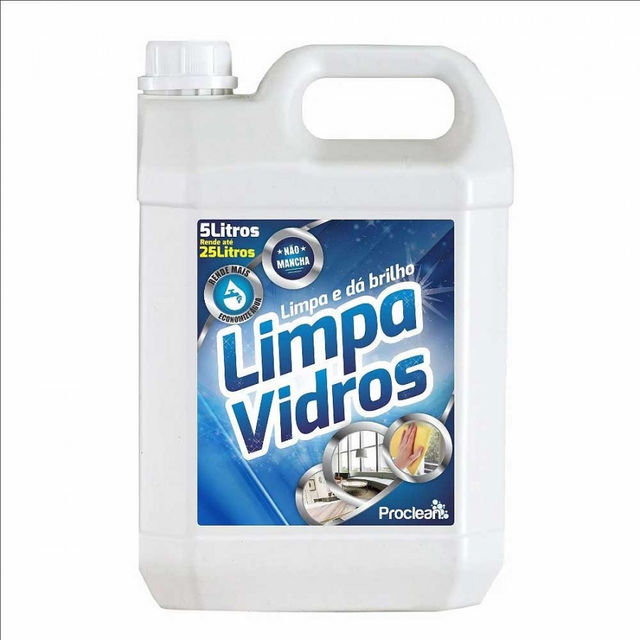 Limpa Vidros - 5 Litros - Limpador Concentrado de Alta Performance - ProClean Limpa Vidros - 5 Litros - Limpador Concentrado de Alta Performance - ProClean