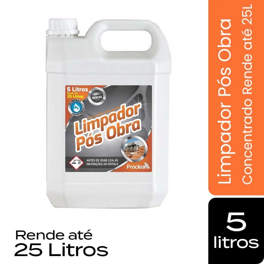 Limpador Pós Obra - 5 Litros - Limpador Concentrado de Alta Performance - ProClean