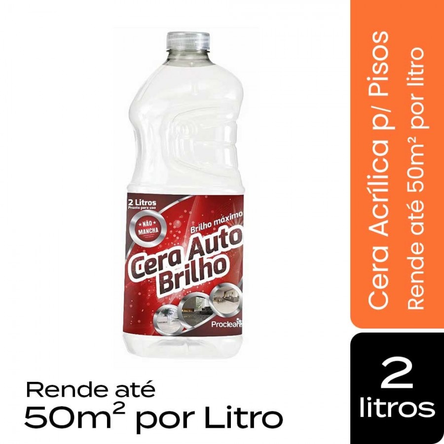Cera Acrílica p/ Pisos - 2 Litros - Máximo Auto Brilho ProClean