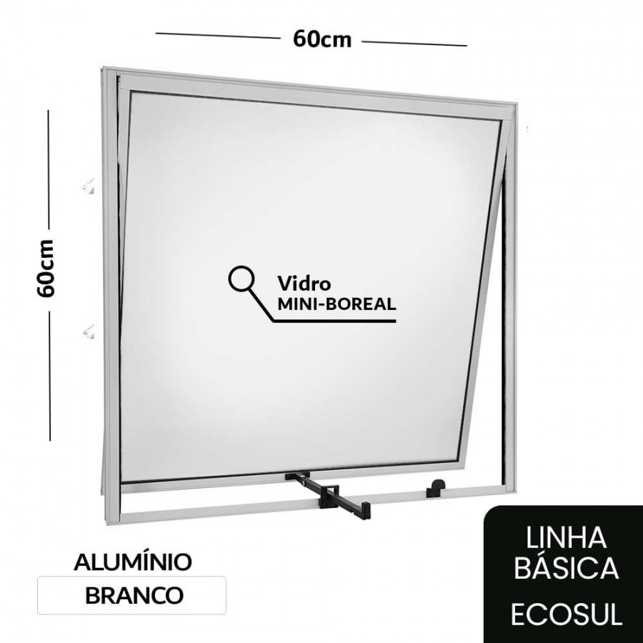 Janela Maxim-Ar 60x60x2,5cm - Alumínio Branco - Sem Grade - Básica Ecosul