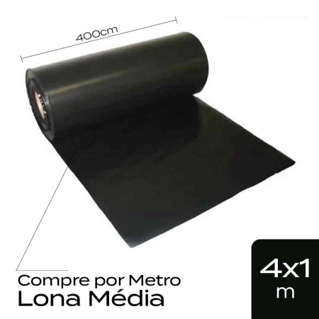 Lona Plástica por Metro - 400cm - Média 40micras - Cor Preta Plasitap