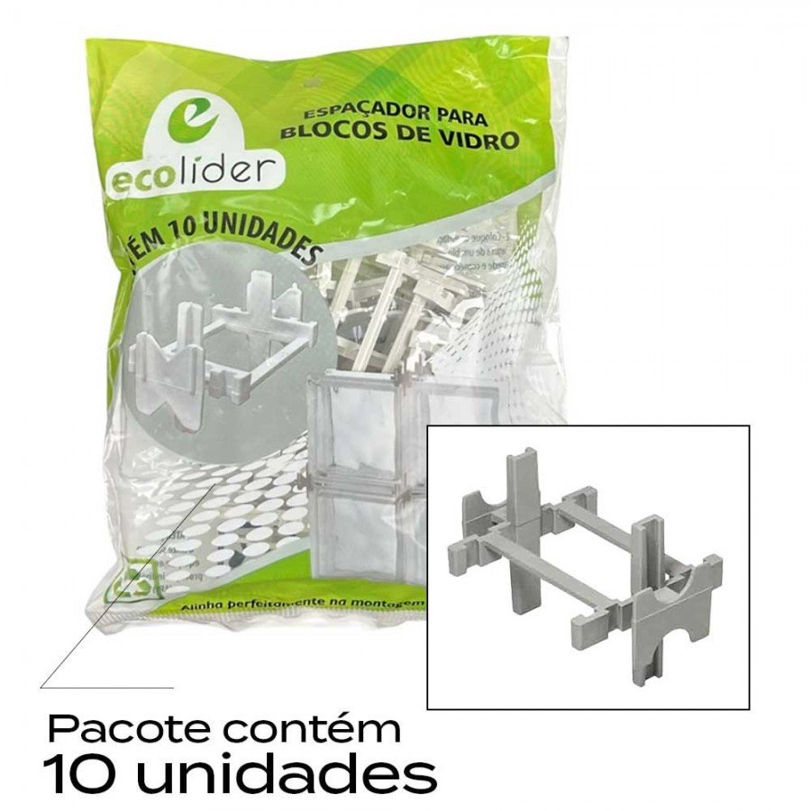 Espaçador para Bloco de Vidro 10mm - Pacote c/ 10 pçs - Ecolíder