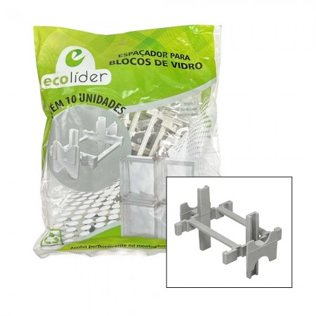 Espaçador para Bloco de Vidro 10mm - Pacote c/ 10 pçs - Ecolíder