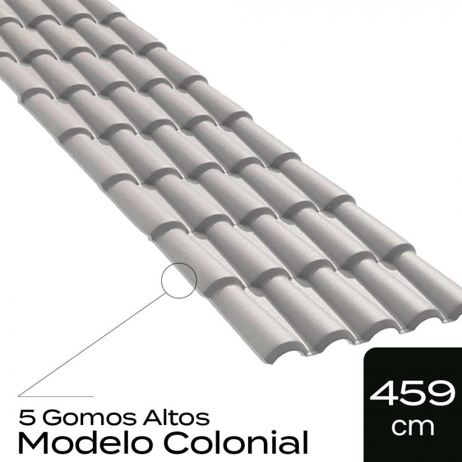 Telha de PVC Tipo Colonial - 459x86cm - Cor Cinza Permatti