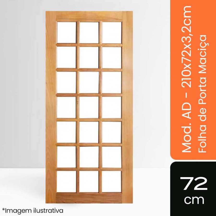 Porta Maciça AD - 210x72x3,2cm - Tauari Natural Mapaf