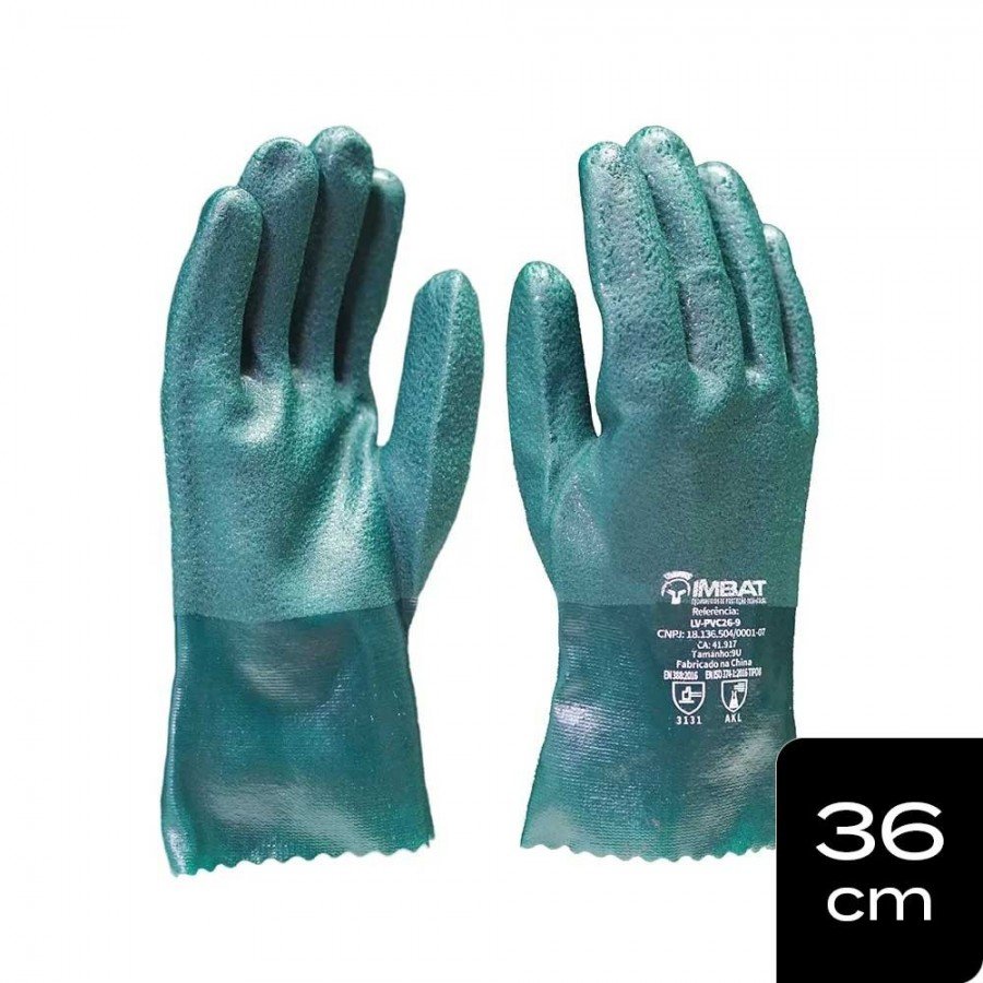 Luva de PVC Forrada 26cm - Linha Química Premium Imbat