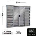 Janela Veneziana 6 Folhas 100x120x8cm - Alumínio - Brilhante - Sem Grade - Central - Básica Ecosul