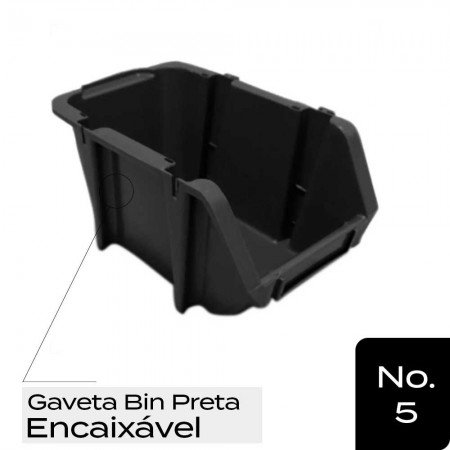 Gaveta BIN Encaixável No. 5 Preto - Gaveteiro Plástico Ecolíder