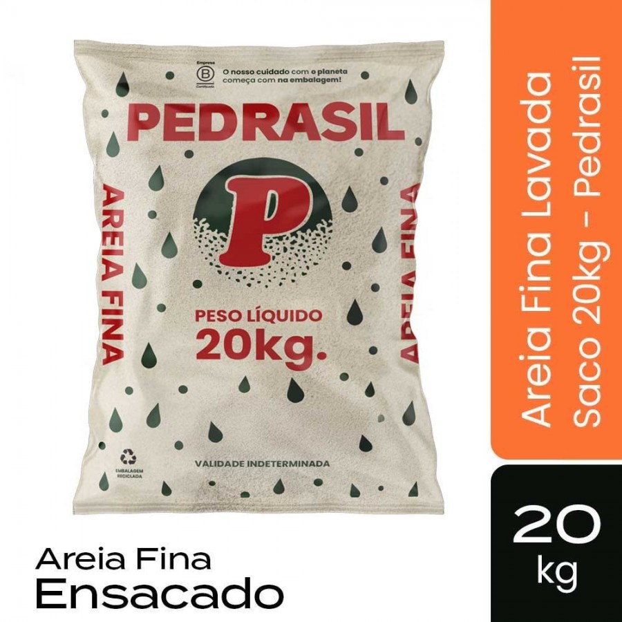 Areia Fina Lavada Saco 20kg - Pedrasil