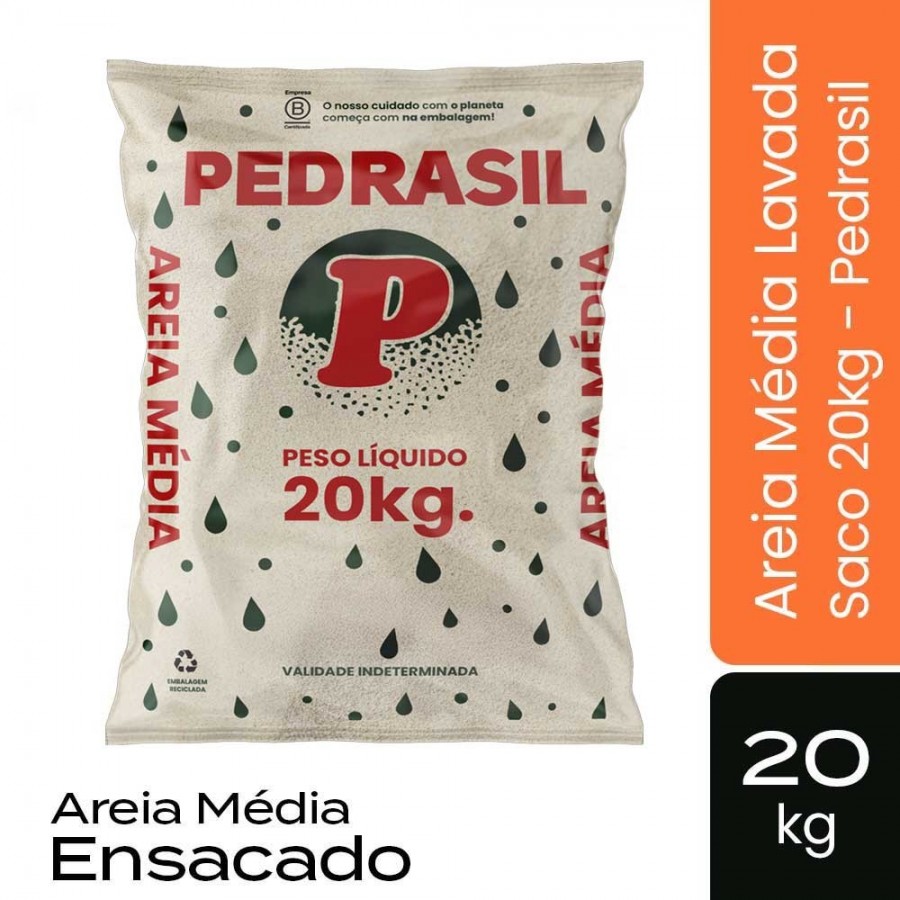 Areia Média Lavada Saco 20kg - Pedrasil
