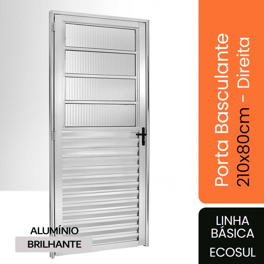Porta Basculante 210x80x4,5cm - Alumínio Brilhante - Direita - Básica Ecosul Porta Basculante 210x80x4,5cm - Alumínio Brilhante - Direita - Básica Ecosul