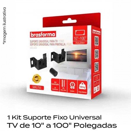 Kit Suporte Fixo Universal p/ TV de 10" a 100" Polegadas - Brasforma