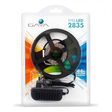 Fita LED 2835 - 5 Metros - 4.8W IP20 12V c/ Driver - 6.000K - Gaya Ref 9302