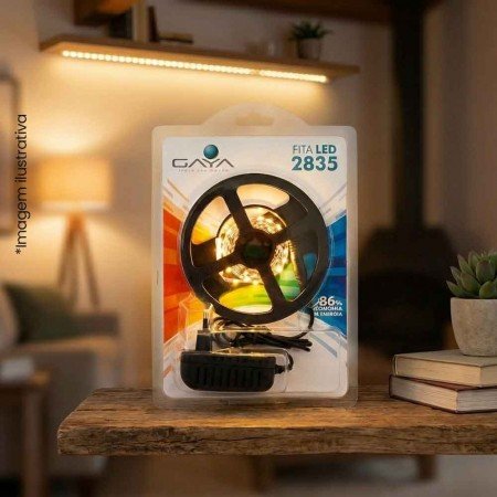 Fita LED 2835 - 5 Metros - 4.8W IP20 12V c/ Driver - 6.000K - Gaya Ref 9302