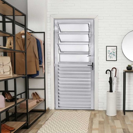 Porta Basculante 210x80x4,5cm - Alumínio Brilhante - Direita - Básica Ecosul