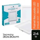 Painel LED CCT Recuado de Embutir Branco - 30cm 24W IP20 Bivolt - 3.000K a 6.000K - Gaya Ref 7671