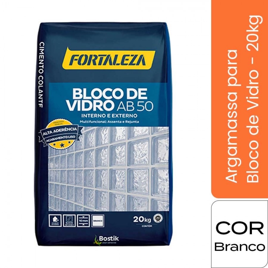 Argamassa AB50 para Bloco de Vidro - 20KG - Branco Fortaleza