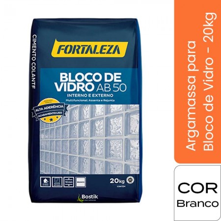 Argamassa AB50 para Bloco de Vidro - 20KG - Branco Fortaleza