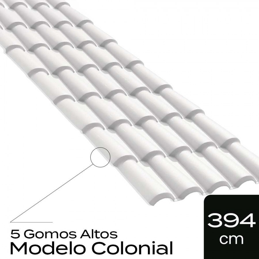 Telha de PVC Tipo Colonial - 394x86cm - Cor Branco Permatti