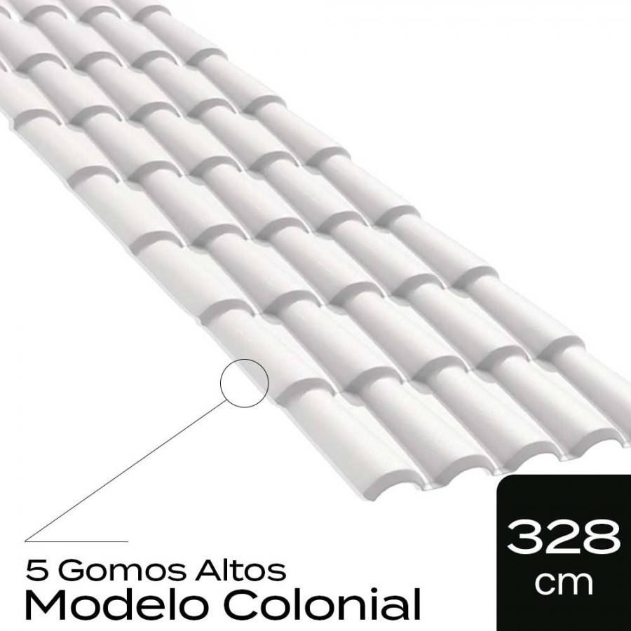 Telha de PVC Tipo Colonial - 328x86cm - Cor Branco Permatti