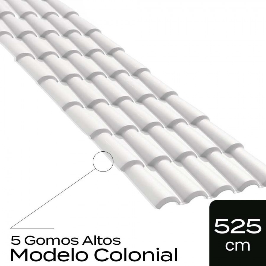 Telha de PVC Tipo Colonial - 525x86cm - Cor Branco Permatti
