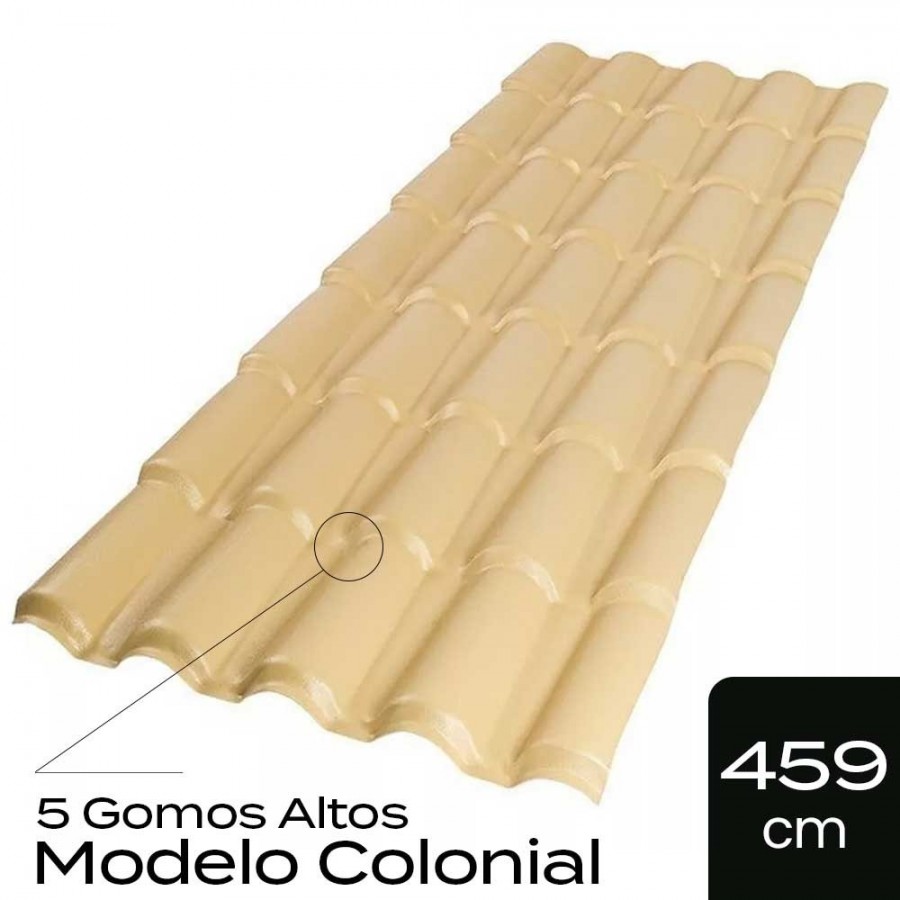 Telha de PVC Tipo Colonial - 459x86cm - Cor Marfim Permatti