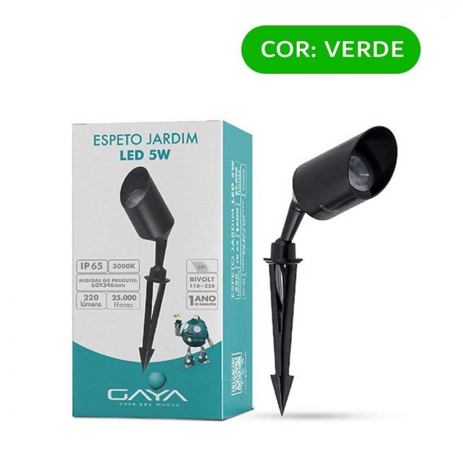 Espeto de Jardim Articulado - 5W IP65 Bivolt - Verde - Gaya Ref 9691