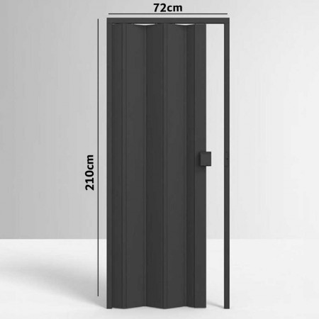 Porta Sanfonada de PVC - 210x72cm - Cor Preto Permatti