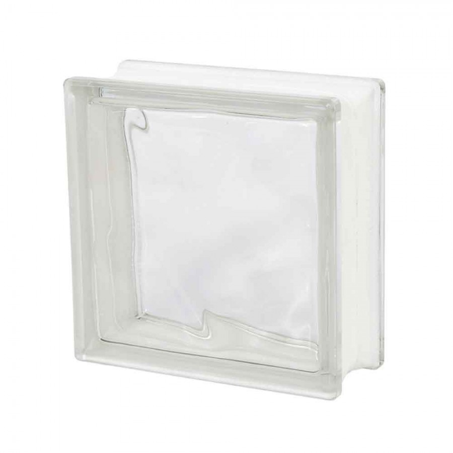 Bloco de Vidro Ondulado 19x19x8cm - Modelo CloudClear Seves Glass Block Importado Wave Incolor - Cst.Marcas