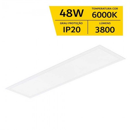 Plafon Painel Embutir LED - 48W IP20 Bivolt - 6.000K - 120 x 30cm - Gaya Ref 9930