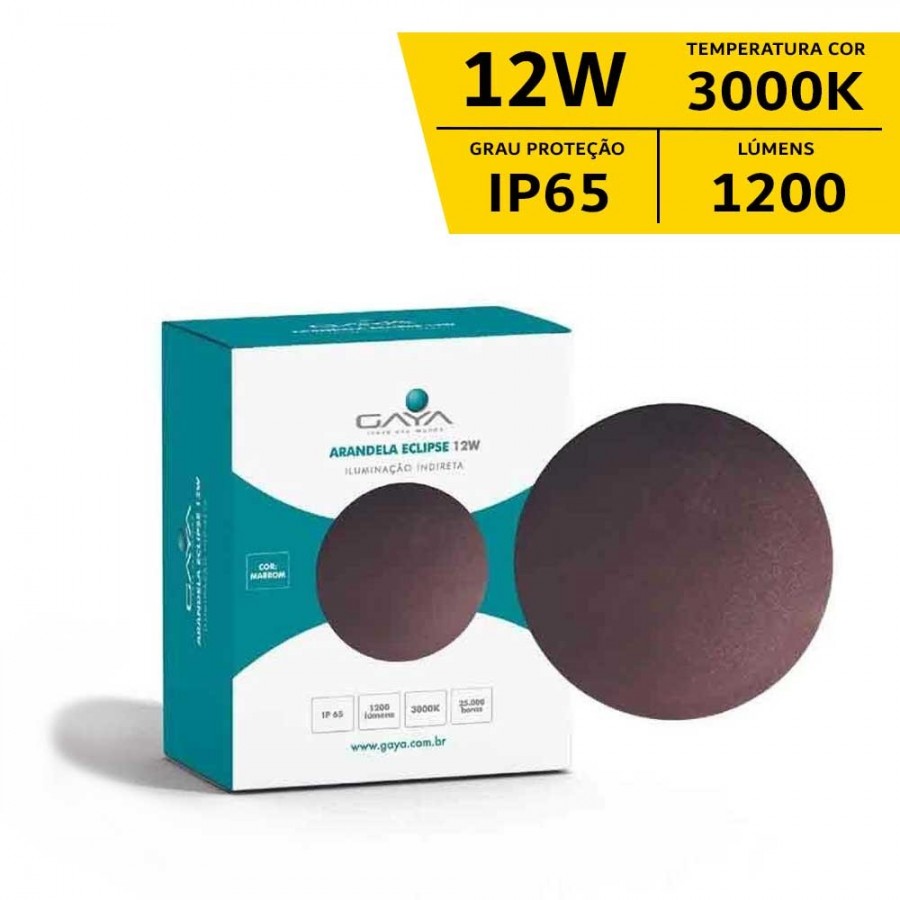 Arandela Eclipse Facho Indireto - 12W IP65 Bivolt - Marrom - 3.000K - Gaya Ref 3146