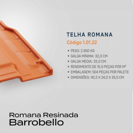 Telha Cerâmica Romana Resinada - 24x40cm - Realeza Gold Barrobello