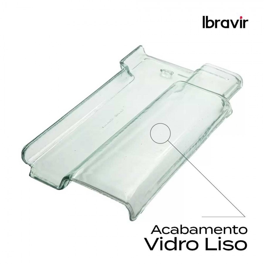 Telha de Vidro Romana Lisa - 40x21,5cm Translúcida Ibravir
